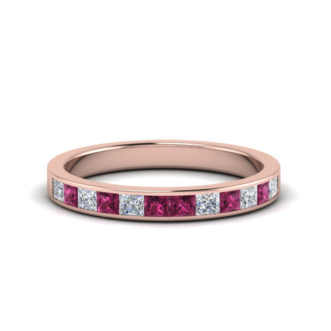 0.75-ct.-princess-cut-diamond-channel-wedding-ring-with-pink-sapphire-in-18K-rose-gold-FD8382-0.75CTBGSADRPI-NL-RG
