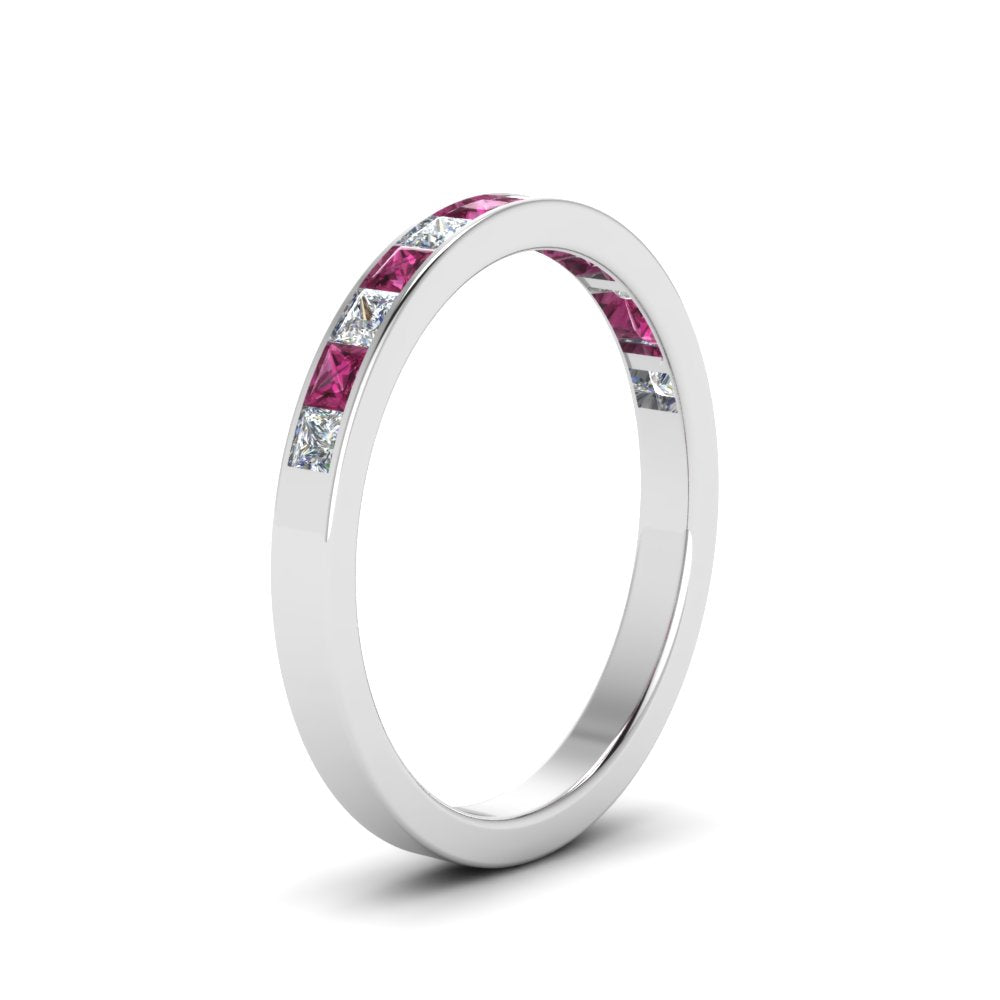 0.75-ct.-princess-cut-diamond-channel-wedding-ring-with-pink-sapphire-in-18K-white-gold-FD8382-0.75CTBGSADRPIANGLE2-NL-WG