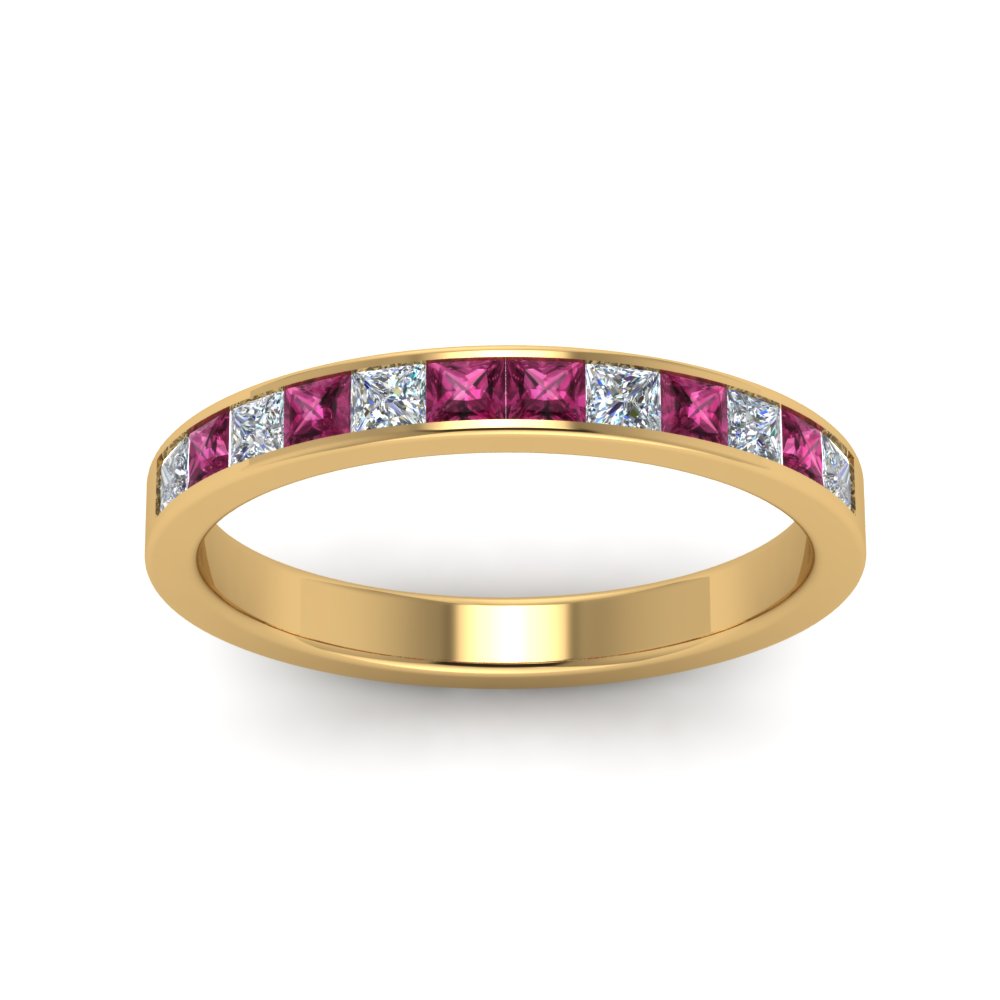 0.75-ct.-princess-cut-diamond-channel-wedding-ring-with-pink-sapphire-in-18K-yellow-gold-FD8382-0.75CTBGSADRPIANGLE5-NL-YG