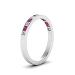 Load image into Gallery viewer, 0.75-ct.-princess-cut-diamond-channel-wedding-ring-with-pink-sapphire-in-950-Platinum-FD8382-0.75CTBGSADRPIANGLE2-NL-WG
