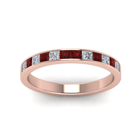 0.75-ct.-princess-cut-diamond-channel-wedding-ring-with-ruby-in-14K-rose-gold-FD8382-0.75CTBGRUDRANGLE5-NL-RG