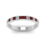 Load image into Gallery viewer, 0.75-ct.-princess-cut-diamond-channel-wedding-ring-with-ruby-in-14K-white-gold-FD8382-0.75CTBGRUDRANGLE5-NL-WG
