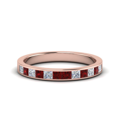 0.75-ct.-princess-cut-diamond-channel-wedding-ring-with-ruby-in-18K-rose-gold-FD8382-0.75CTBGRUDR-NL-RG