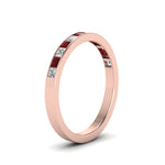 Load image into Gallery viewer, 0.75-ct.-princess-cut-diamond-channel-wedding-ring-with-ruby-in-18K-rose-gold-FD8382-0.75CTBGRUDRANGLE2-NL-RG

