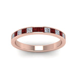 Load image into Gallery viewer, 0.75-ct.-princess-cut-diamond-channel-wedding-ring-with-ruby-in-18K-rose-gold-FD8382-0.75CTBGRUDRANGLE5-NL-RG
