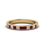 Load image into Gallery viewer, 0.75-ct.-princess-cut-diamond-channel-wedding-ring-with-ruby-in-18K-yellow-gold-FD8382-0.75CTBGRUDR-NL-YG
