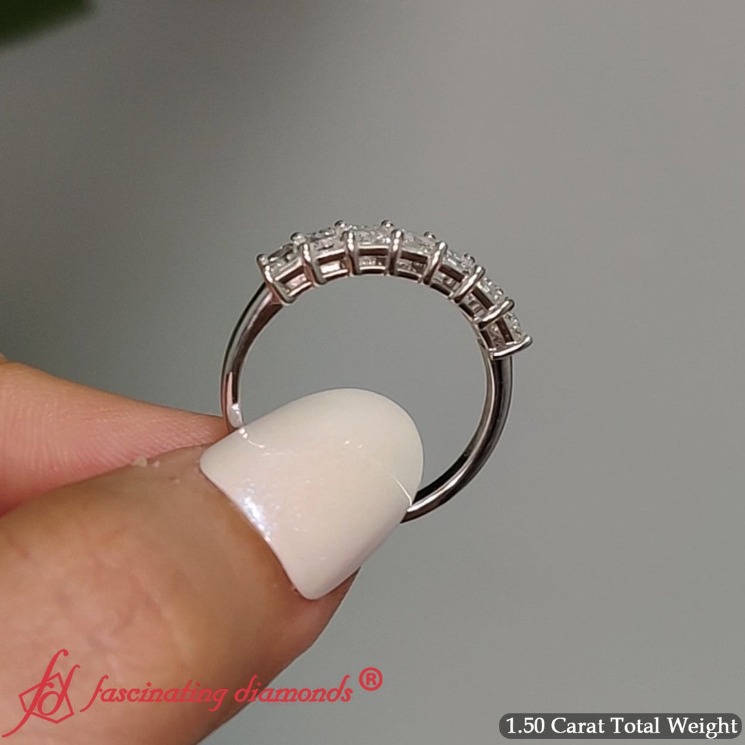 1.50 Carat Radiant Cut 7 Stone Diamond Wedding Band