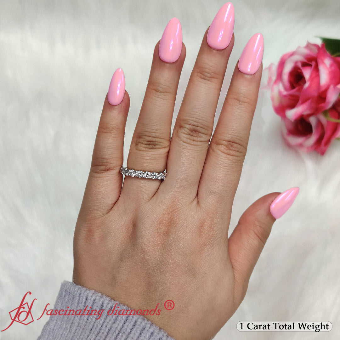 5 Stone Round Cut 1 Carat Diamond Band