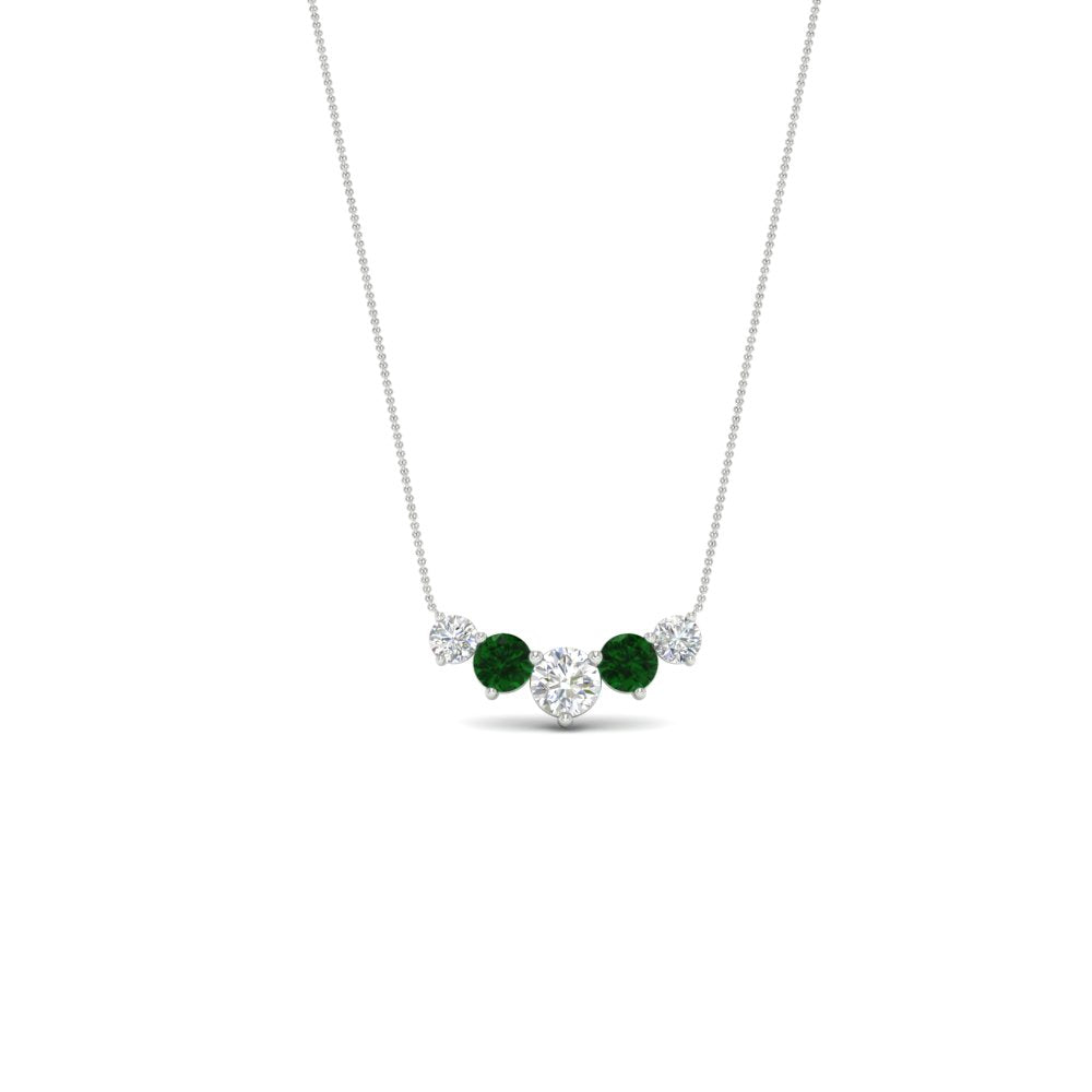 1-carat-5-diamond-anniversary-gift-necklace-with-emerald-in-FD-PD11130ROGEMGR-1.00CT-NL-WG
