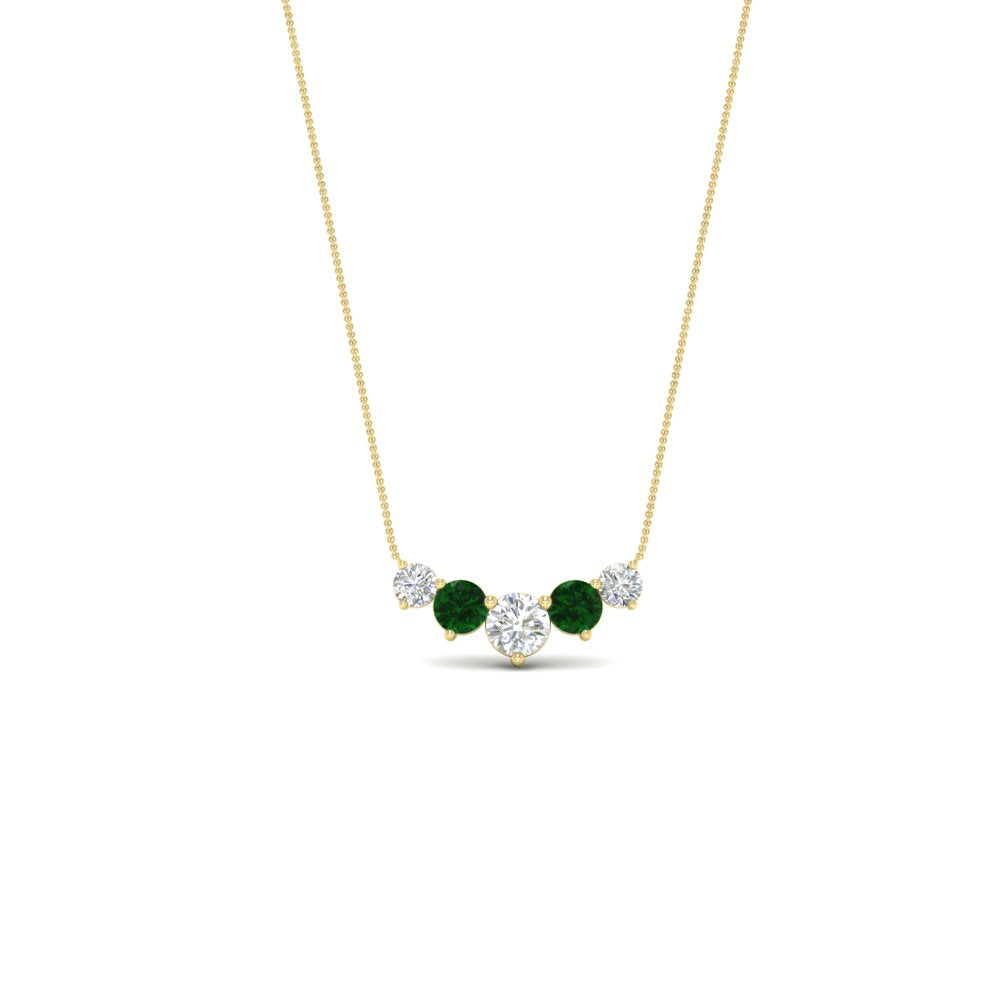 1-carat-5-diamond-anniversary-gift-necklace-with-emerald-in-FD-PD11130ROGEMGR-1.00CT-NL-YG