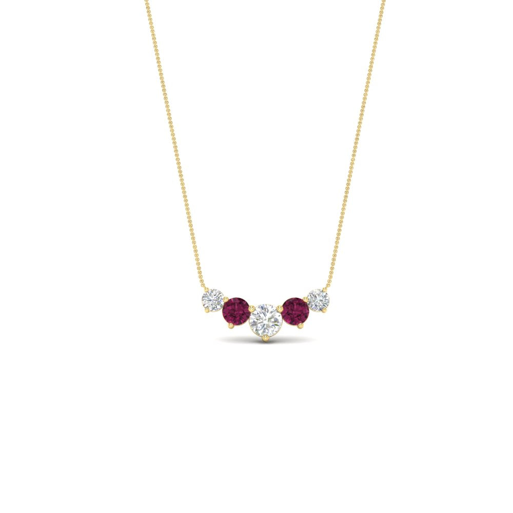 1-carat-5-diamond-anniversary-gift-necklace-with-pink-sapphire-in-FD-PD11130ROGSADRPI-1.00CT-NL-YG
