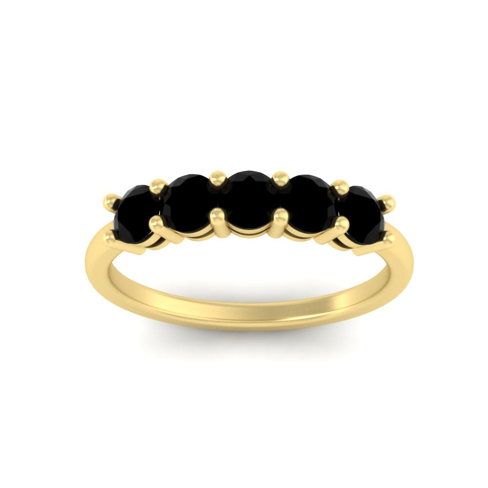 1-carat-5-stone-anniversary-black-diamond-wedding-ring-band-in-yellow-gold-FDENS141ROBGBLACKANGLE5-1.00CT-NL-YG