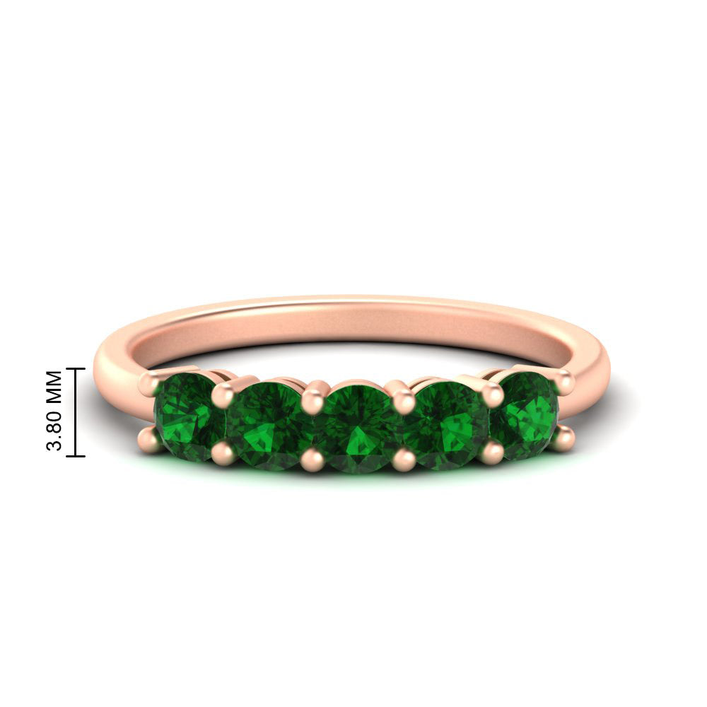 1-carat-5-stone-anniversary-emerald-wedding-ring-band-in-rose-gold-FDENS141ROBGEMGR-1.00CT-NL-RG-HW