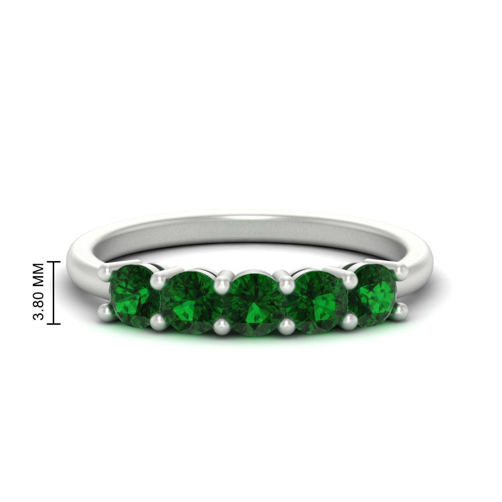 1-carat-5-stone-anniversary-emerald-wedding-ring-band-in-white-gold-FDENS141ROBGEMGR-1.00CT-NL-WG-HW