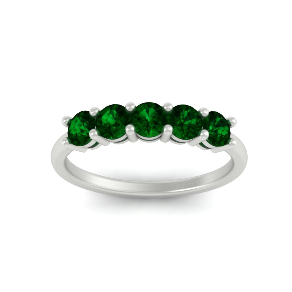1-carat-5-stone-anniversary-emerald-wedding-ring-band-in-white-gold-FDENS141ROBGEMGRANGLE5-1.00CT-NL-WG