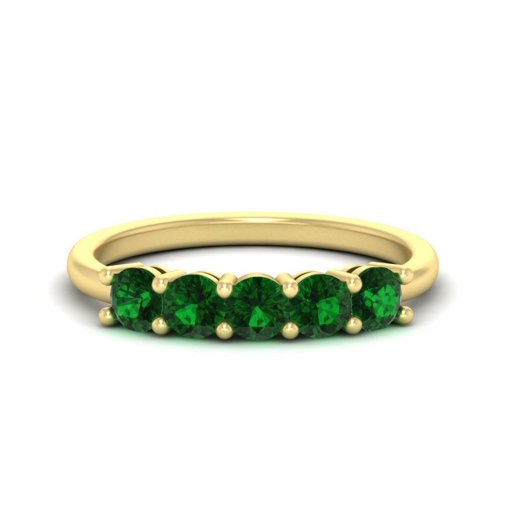 1-carat-5-stone-anniversary-emerald-wedding-ring-band-in-yellow-gold-FDENS141ROBGEMGR-1.00CT-NL-YG