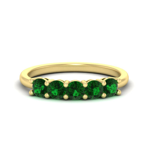 1-carat-5-stone-anniversary-emerald-wedding-ring-band-in-yellow-gold-FDENS141ROBGEMGR-1.00CT-NL-YG