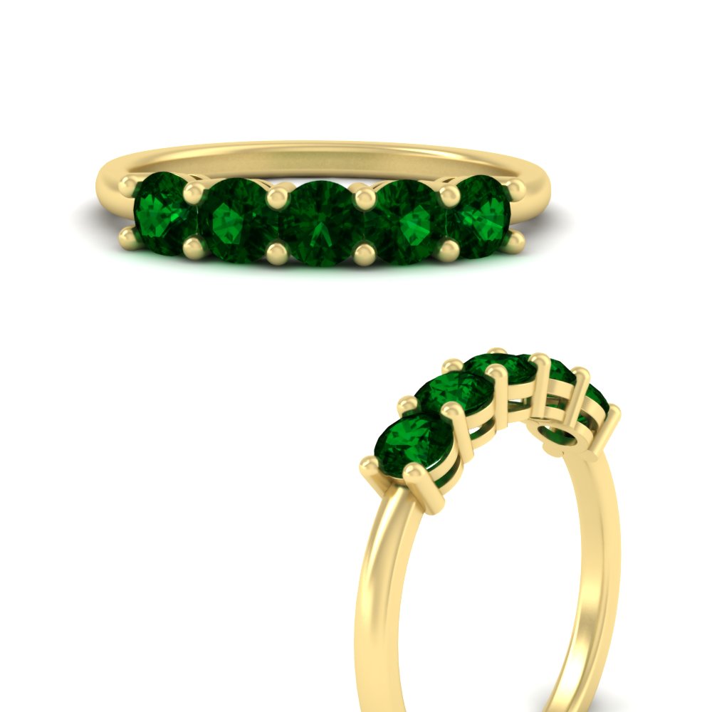 1-carat-5-stone-anniversary-emerald-wedding-ring-band-in-yellow-gold-FDENS141ROBGEMGRANGLE3-1.00CT-NL-YG