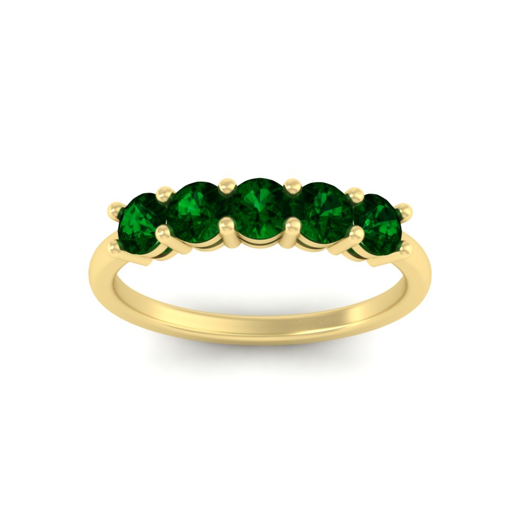 1-carat-5-stone-anniversary-emerald-wedding-ring-band-in-yellow-gold-FDENS141ROBGEMGRANGLE5-1.00CT-NL-YG
