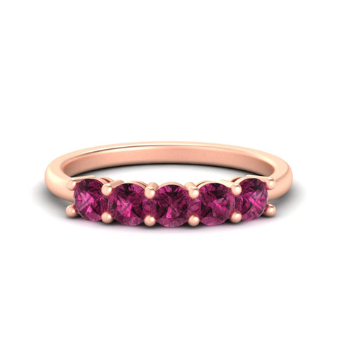 1-carat-5-stone-anniversary-pink-sapphire-wedding-ring-band-in-rose-gold-FDENS141ROBGSADRPI-1.00CT-NL-RG