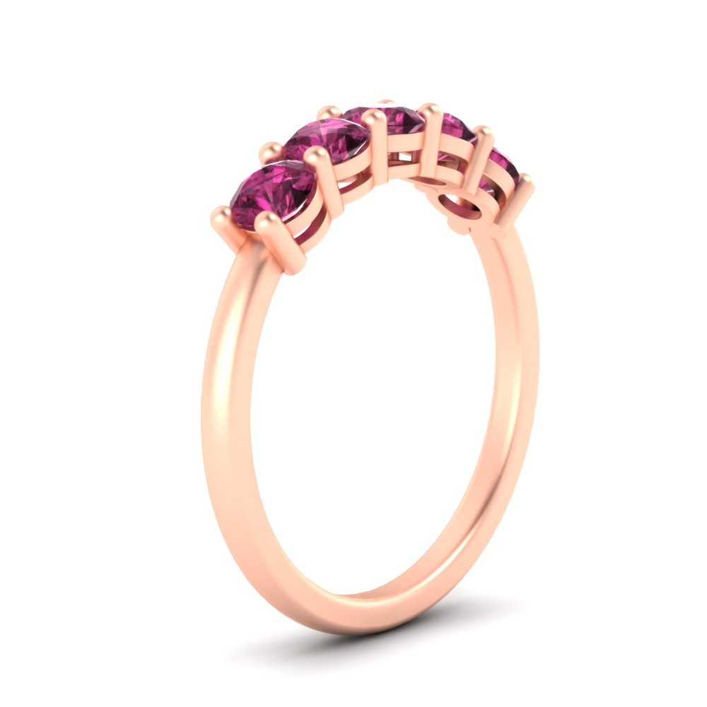 1-carat-5-stone-anniversary-pink-sapphire-wedding-ring-band-in-rose-gold-FDENS141ROBGSADRPIANGLE2-1.00CT-NL-RG