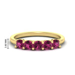 Load image into Gallery viewer, 1-carat-5-stone-anniversary-pink-sapphire-wedding-ring-band-in-yellow-gold-FDENS141ROBGSADRPI-1.00CT-NL-YG-HW
