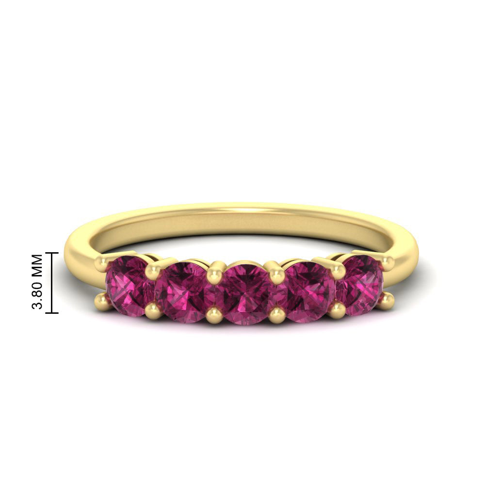 1-carat-5-stone-anniversary-pink-sapphire-wedding-ring-band-in-yellow-gold-FDENS141ROBGSADRPI-1.00CT-NL-YG-HW