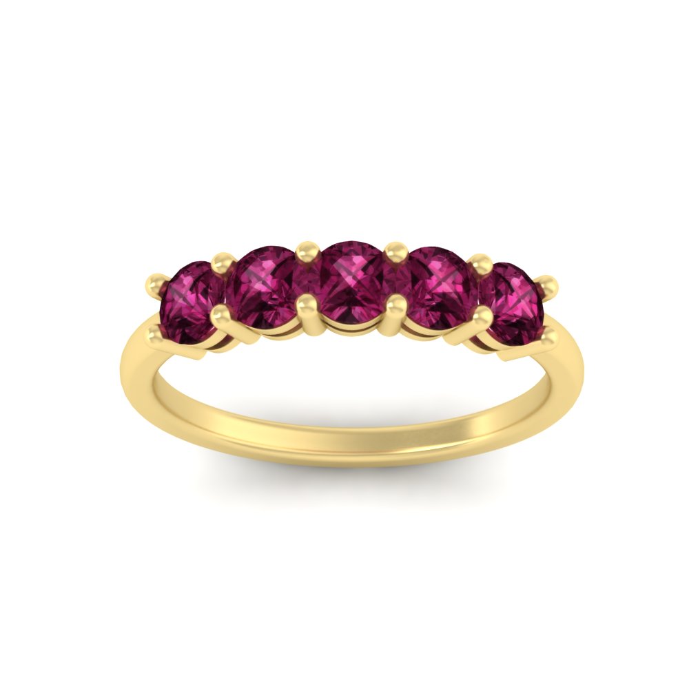1-carat-5-stone-anniversary-pink-sapphire-wedding-ring-band-in-yellow-gold-FDENS141ROBGSADRPIANGLE5-1.00CT-NL-YG