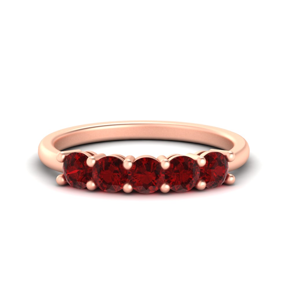 1-carat-5-stone-anniversary-ruby-wedding-ring-band-in-rose-gold-FDENS141ROBGRUDR-1.00CT-NL-RG