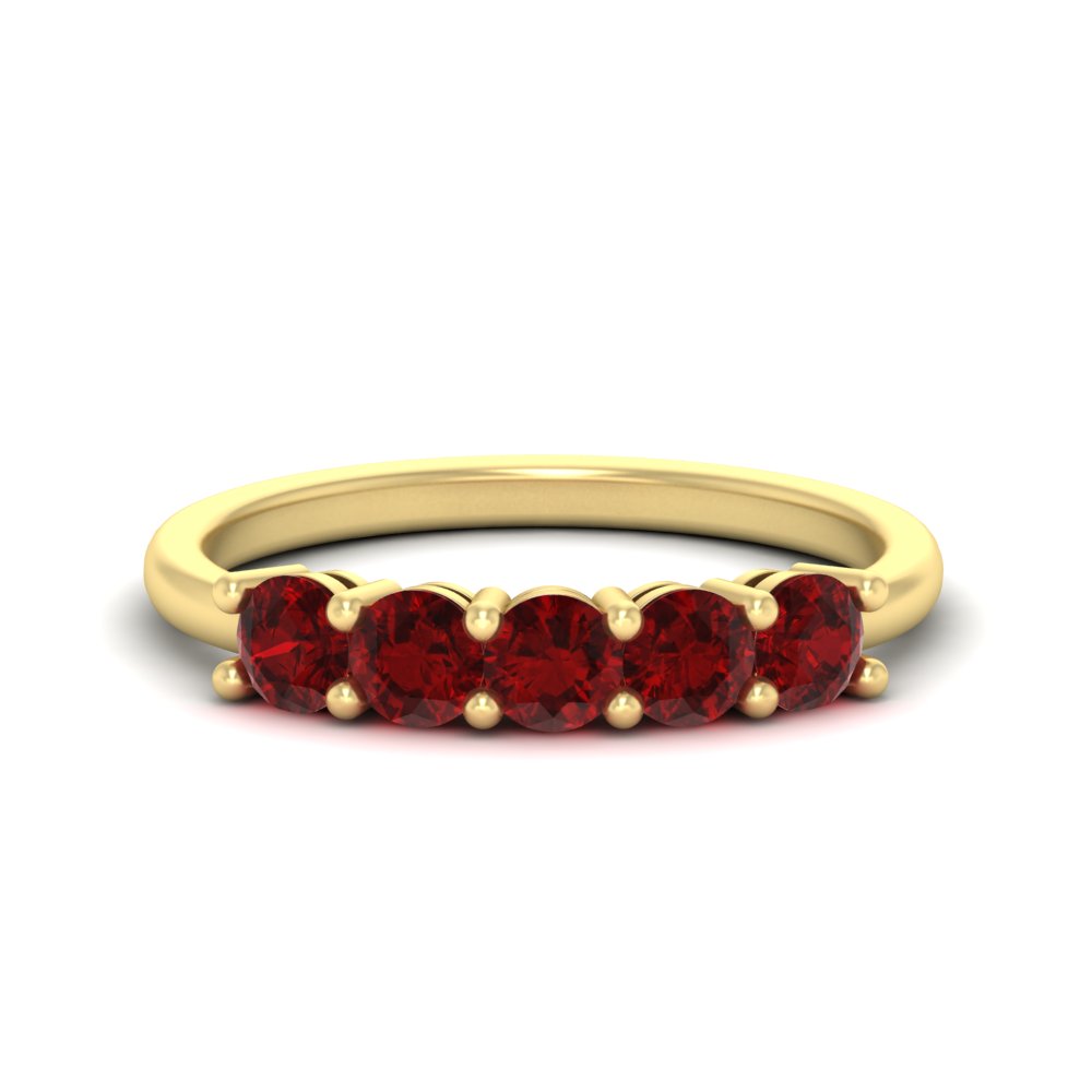 1-carat-5-stone-anniversary-ruby-wedding-ring-band-in-yellow-gold-FDENS141ROBGRUDR-1.00CT-NL-YG