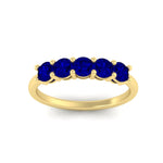 Load image into Gallery viewer, 1-carat-5-stone-anniversary-sapphire-wedding-ring-band-in-yellow-gold-FDENS141ROBGSABLANGLE5-1.00CT-NL-YG
