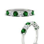 Load image into Gallery viewer, 1-carat-7-round-emerald-anniversary-band-ring-in-white-gold-FD8008B7GEMGRANGLE3-1.00CT-NL-WG
