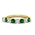 Load image into Gallery viewer, 1-carat-7-round-emerald-anniversary-band-ring-in-yellow-gold-FD8008B7GEMGR-1.00CT-NL-YG-HW
