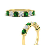 Load image into Gallery viewer, 1-carat-7-round-emerald-anniversary-band-ring-in-yellow-gold-FD8008B7GEMGRANGLE3-1.00CT-NL-YG
