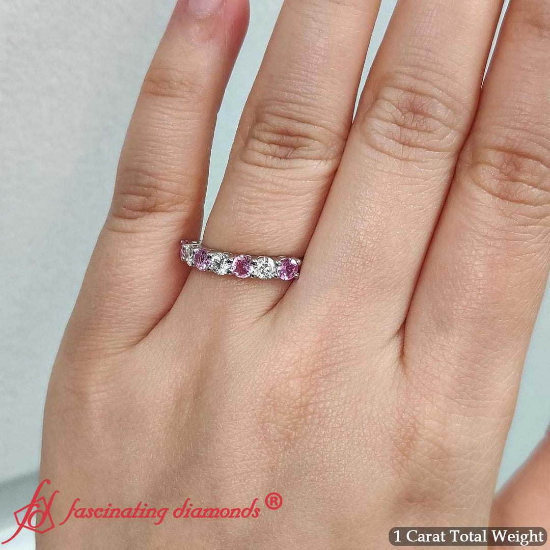 7 Stone Round Cut Diamond 1 Carat Anniversary Band