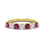 Load image into Gallery viewer, 1-carat-7-round-pink-sapphire-anniversary-band-ring-in-yellow-gold-FD8008B7GSADRPI-1.00CT-NL-YG
