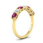 Load image into Gallery viewer, 1-carat-7-round-pink-sapphire-anniversary-band-ring-in-yellow-gold-FD8008B7GSADRPIANGLE2-1.00CT-NL-YG

