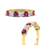 Load image into Gallery viewer, 1-carat-7-round-pink-sapphire-anniversary-band-ring-in-yellow-gold-FD8008B7GSADRPIANGLE3-1.00CT-NL-YG
