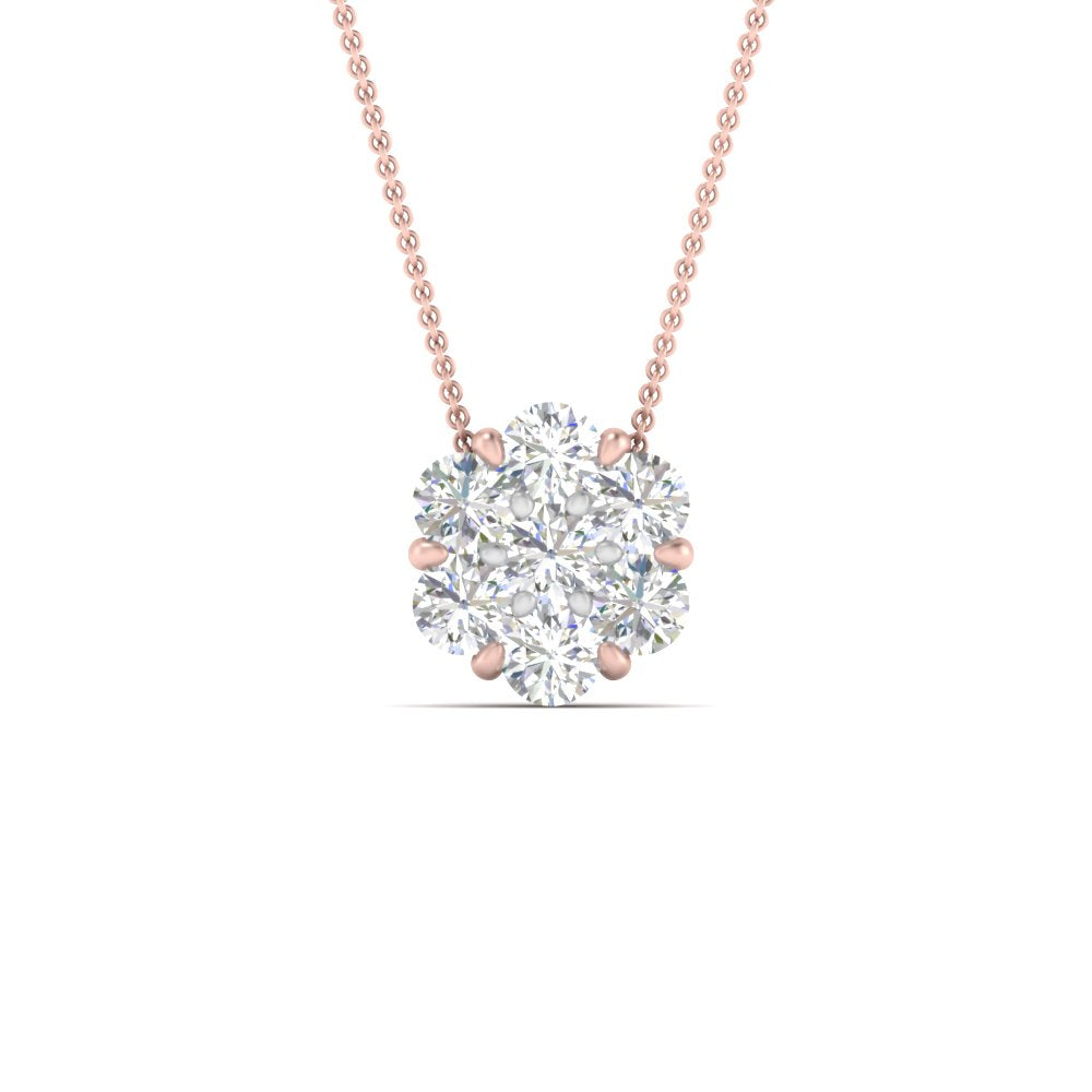 Diamond Flower 2 Tone Pendant