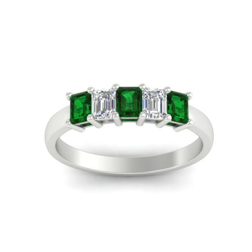 1-carat-Five-stone-emerald-cut-emerald-anniversary-band-in-white-gold-fdwb8008emgemgrangle5-1.00ct-nl-wg