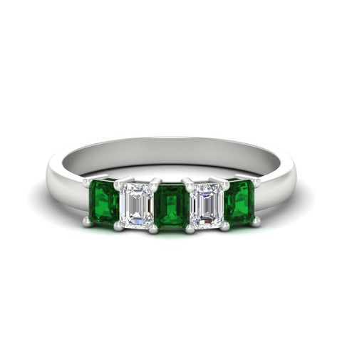 1-carat-Five-stone-emerald-cut-emerald-anniversary-band-in-white-gold-fdwb8008emgemgrsleep-1.00ct-nl-wg