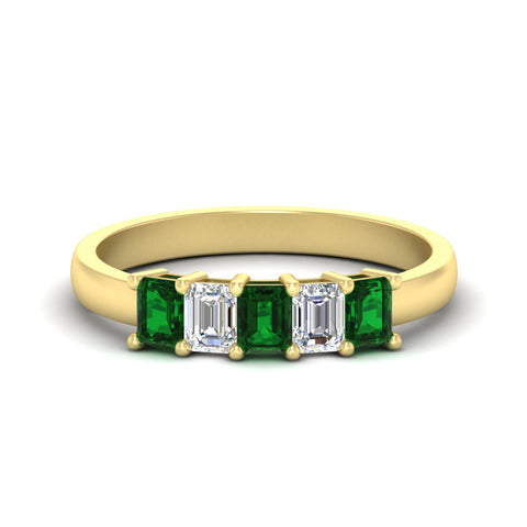 1-carat-Five-stone-emerald-cut-emerald-anniversary-band-in-yellow-gold-fdwb8008emgemgrsleep-1.00ct-nl-yg