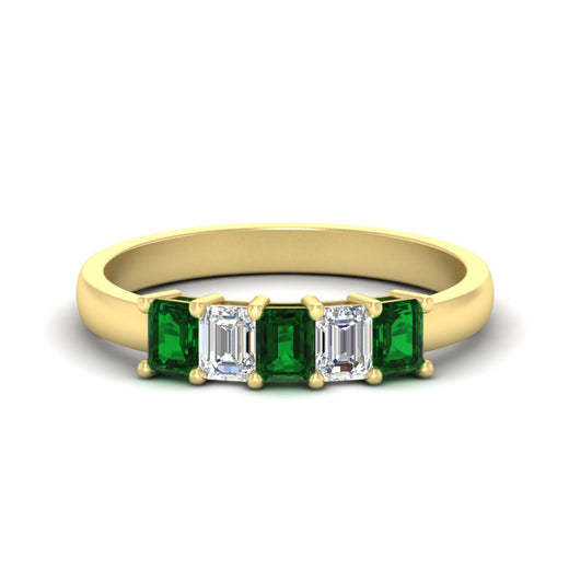 1-carat-Five-stone-emerald-cut-emerald-anniversary-band-in-yellow-gold-fdwb8008emgemgrsleep-1.00ct-nl-yg