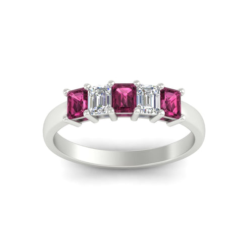1-carat-Five-stone-emerald-cut-pink-sapphire-anniversary-band-in-white-gold-fdwb8008emgsadrpiangle5-1.00ct-nl-wg