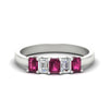 Load image into Gallery viewer, 1-carat-Five-stone-emerald-cut-pink-sapphire-anniversary-band-in-white-gold-fdwb8008emgsadrpisleep-1.00ct-nl-wg
