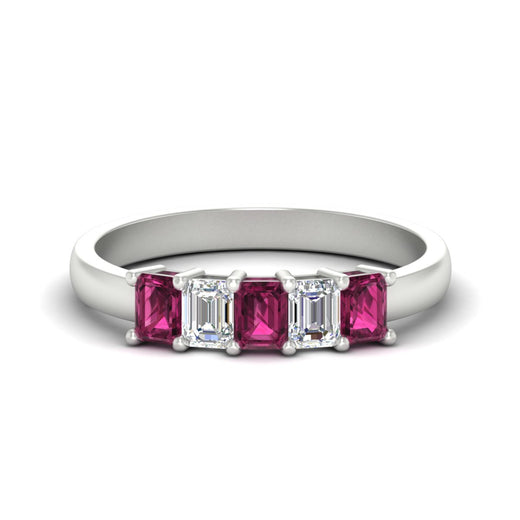 1-carat-Five-stone-emerald-cut-pink-sapphire-anniversary-band-in-white-gold-fdwb8008emgsadrpisleep-1.00ct-nl-wg