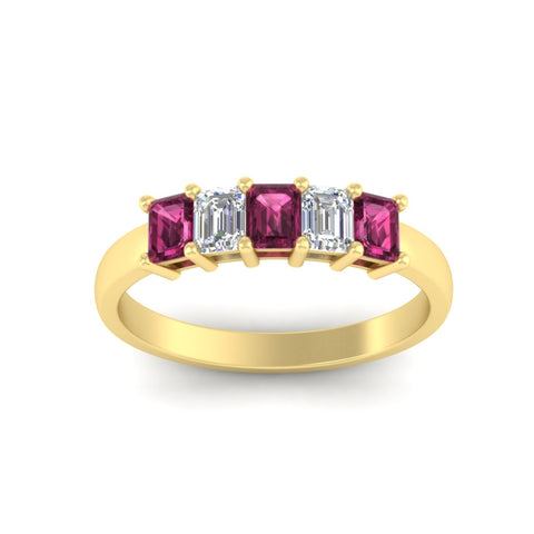 1-carat-Five-stone-emerald-cut-pink-sapphire-anniversary-band-in-yellow-gold-fdwb8008emgsadrpiangle5-1.00ct-nl-yg