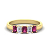 Load image into Gallery viewer, 1-carat-Five-stone-emerald-cut-pink-sapphire-anniversary-band-in-yellow-gold-fdwb8008emgsadrpisleep-1.00ct-nl-yg