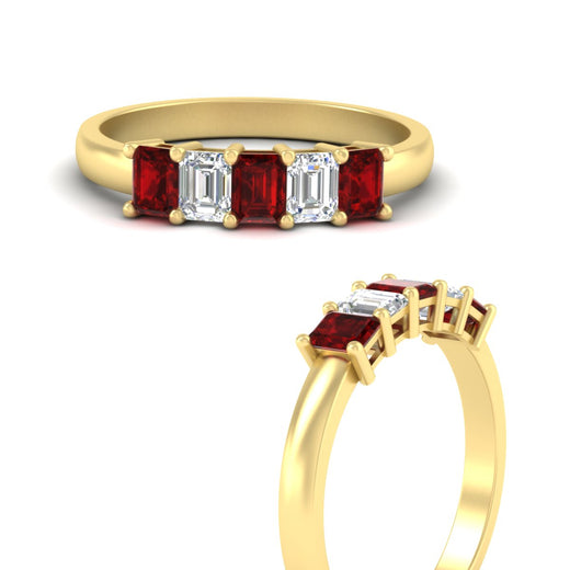 1-carat-Five-stone-emerald-cut-ruby-anniversary-band-in-yellow-gold-fdwb8008emgrudrangle3-1.00ct-nl-yg