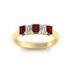 Load image into Gallery viewer, 1-carat-Five-stone-emerald-cut-ruby-anniversary-band-in-yellow-gold-fdwb8008emgrudrangle5-1.00ct-nl-yg